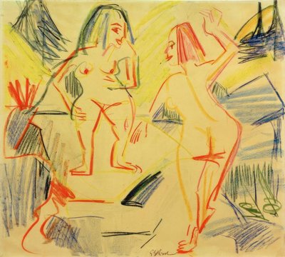 Badende in Felsen von Ernst Ludwig Kirchner